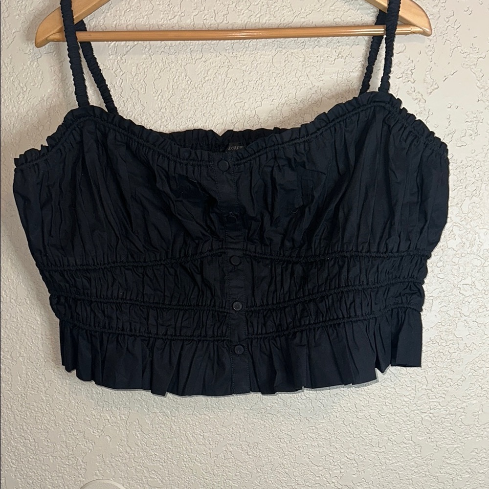 J Crew Black Ruched Bralette Crop Top Women's Size XL